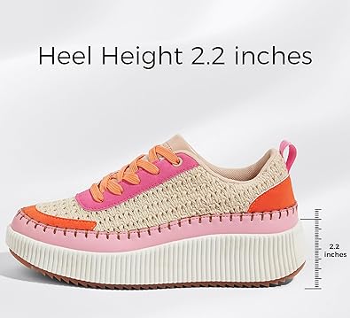 Women's Platform Sneakers Rhinestone Fashion Chunky Casual Sparkly Retro Braided Walking Shoes