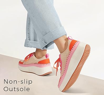 Women's Platform Sneakers Rhinestone Fashion Chunky Casual Sparkly Retro Braided Walking Shoes