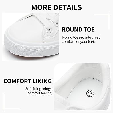 Womens White Tennis Shoes PU Leather Sneakers Casual Walking Shoes for Women