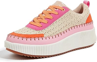 Women's Platform Sneakers Rhinestone Fashion Chunky Casual Sparkly Retro Braided Walking Shoes